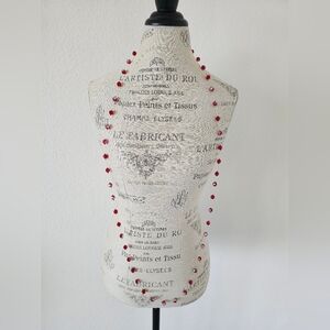 Red Aurora Borealis Faceted Floating Bead Long Necklace Rare